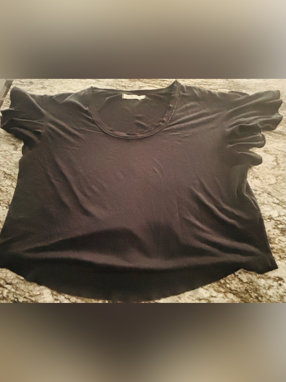 We The Free Black Flutter Sleeve Scoop Neck Tee Oversized S